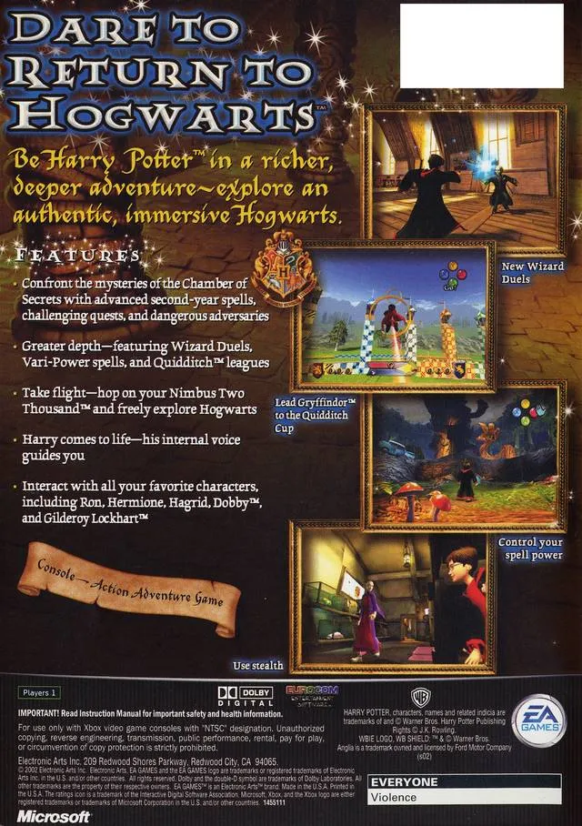 Harry Potter and the Chamber of Secrets box back