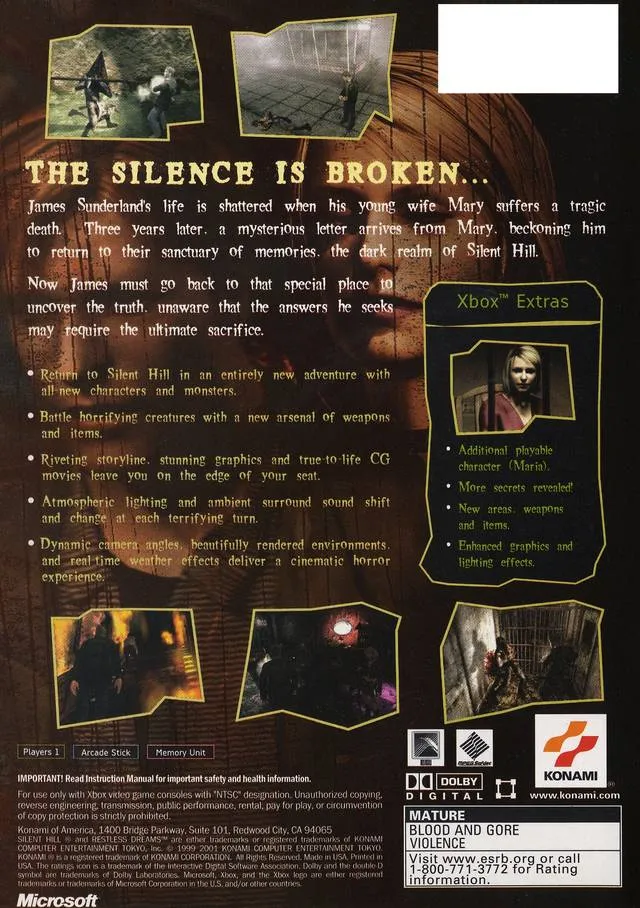Silent Hill 2: Restless Dreams box back