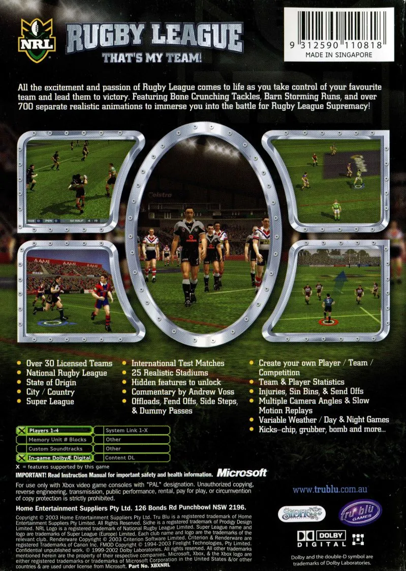 Rugby League box back