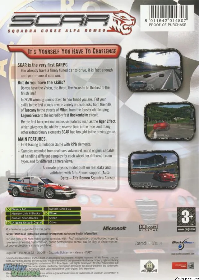 S.C.A.R. : Squadra Corse Alfa Romeo box back