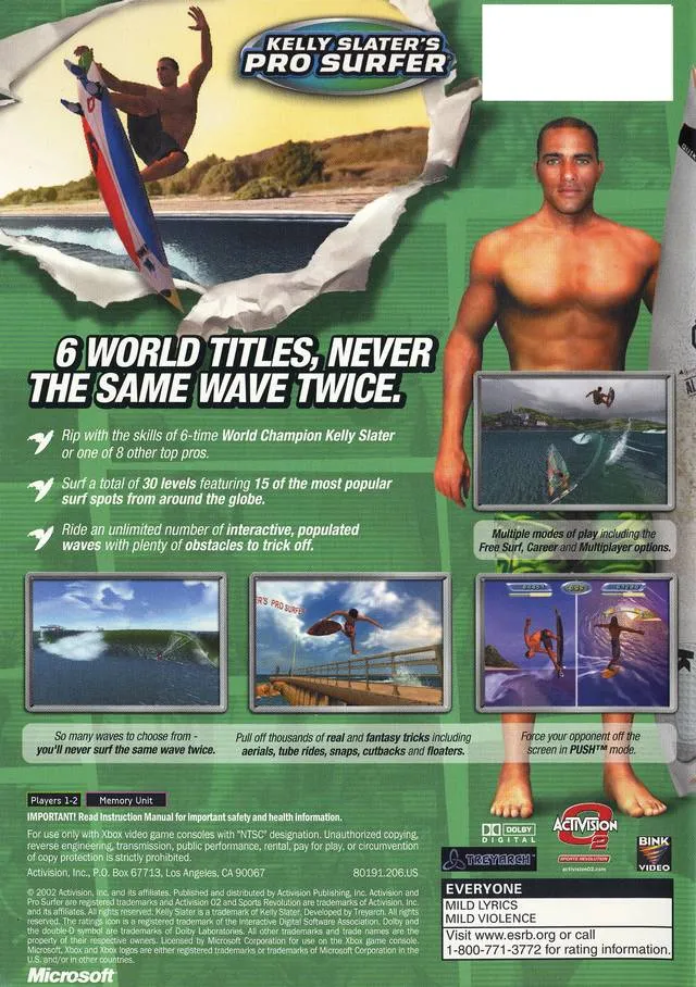 Kelly Slater's Pro Surfer box back