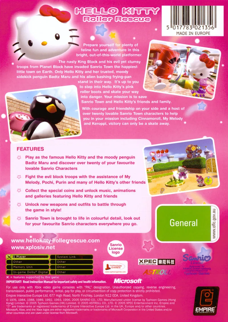 Hello Kitty: Roller Rescue box back