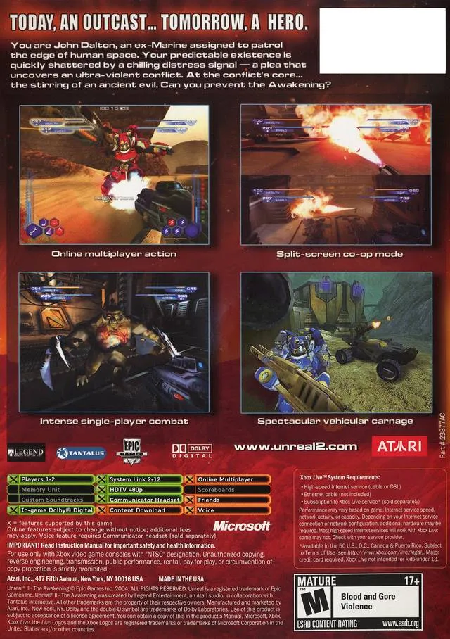 Unreal II: The Awakening box back