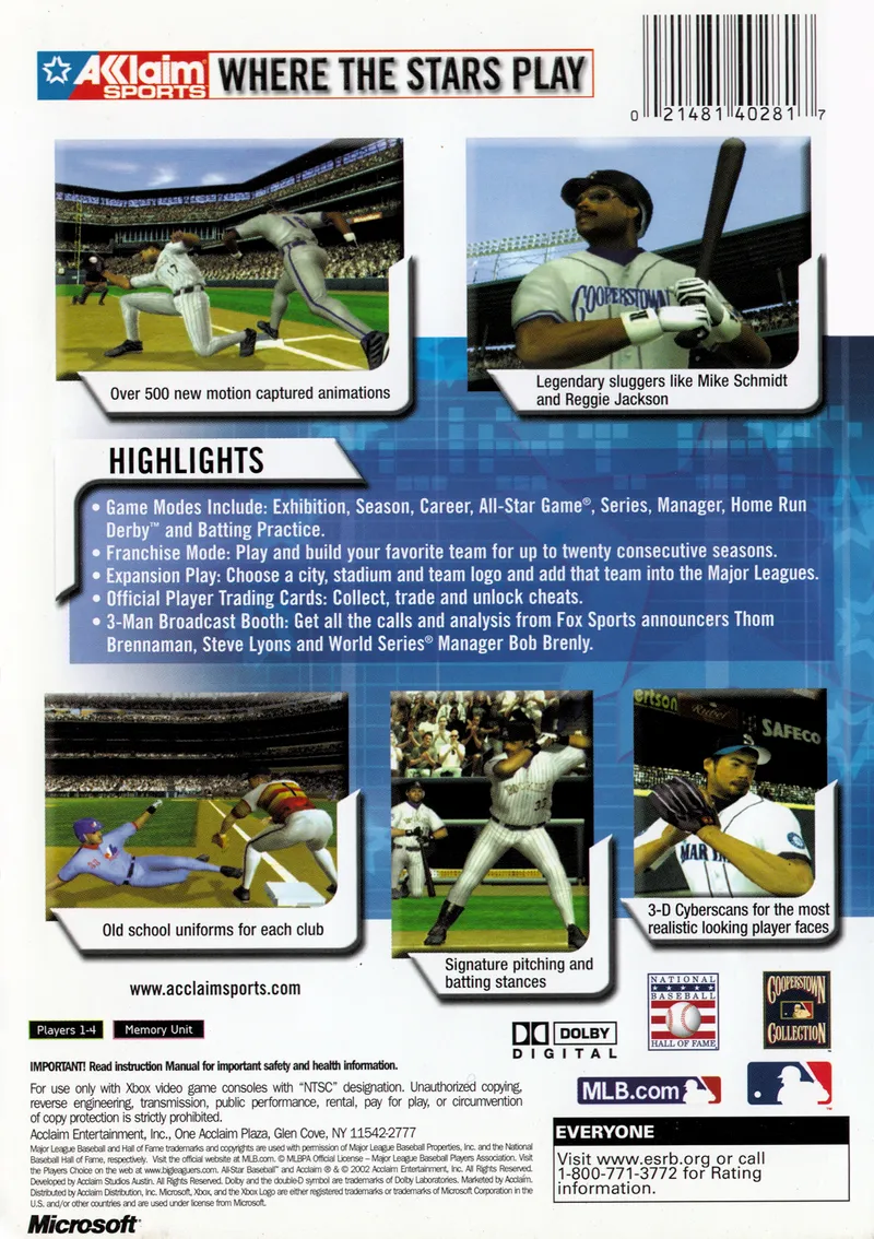 All-Star Baseball 2003 box back