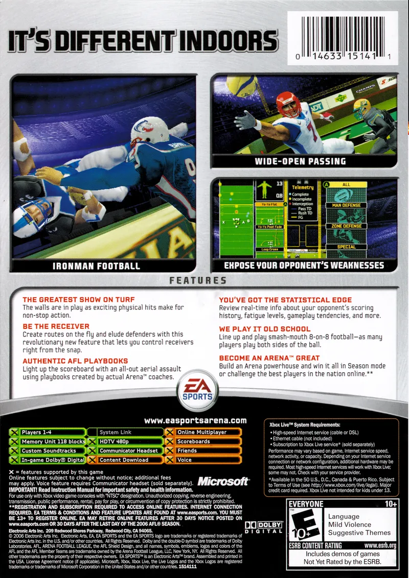 Arena Football box back