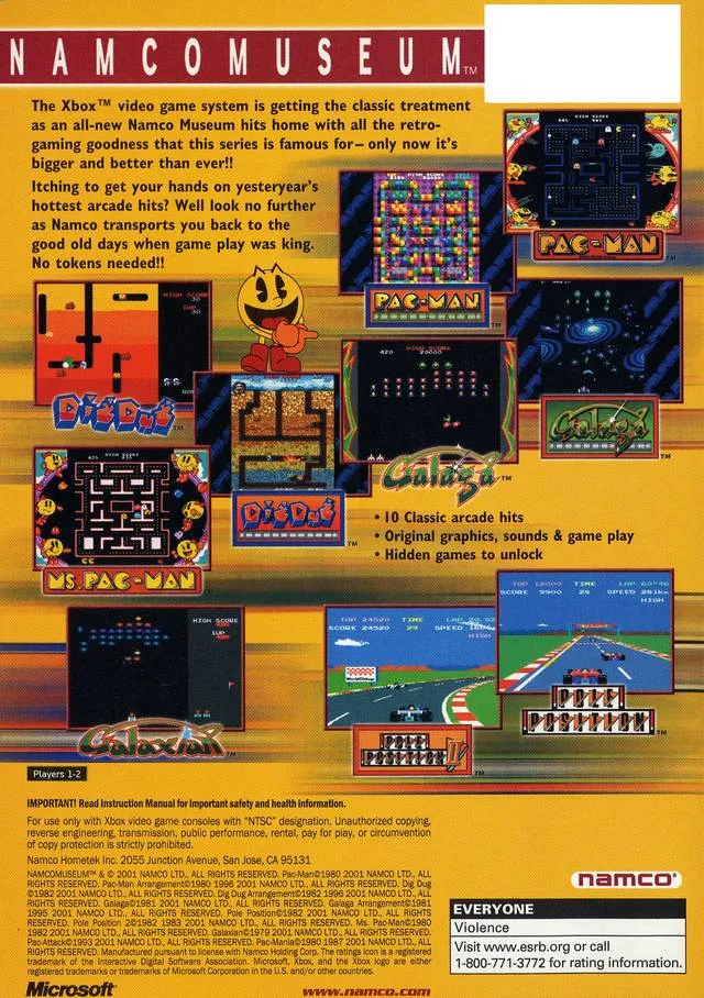 Namco Museum box back
