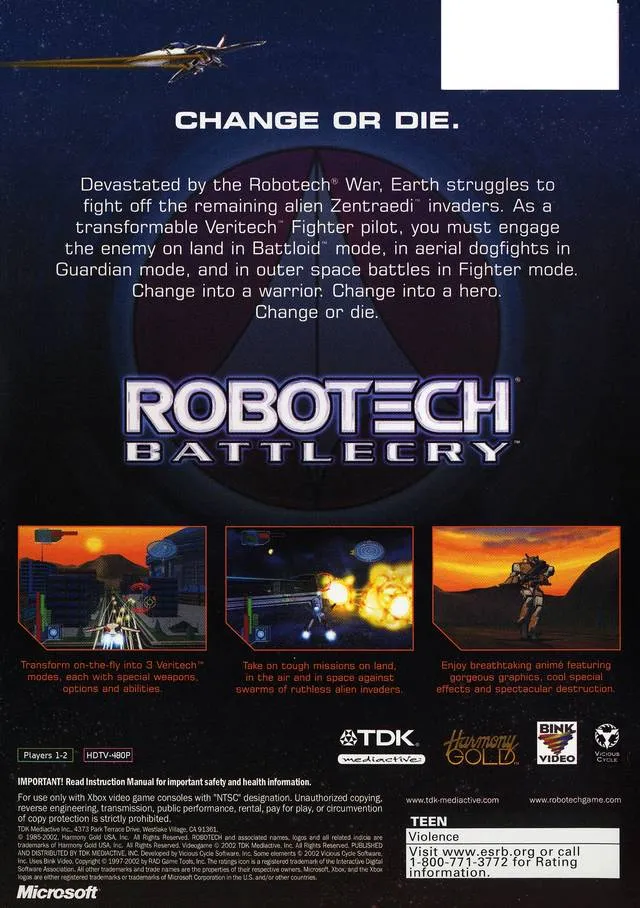Robotech: Battlecry box back