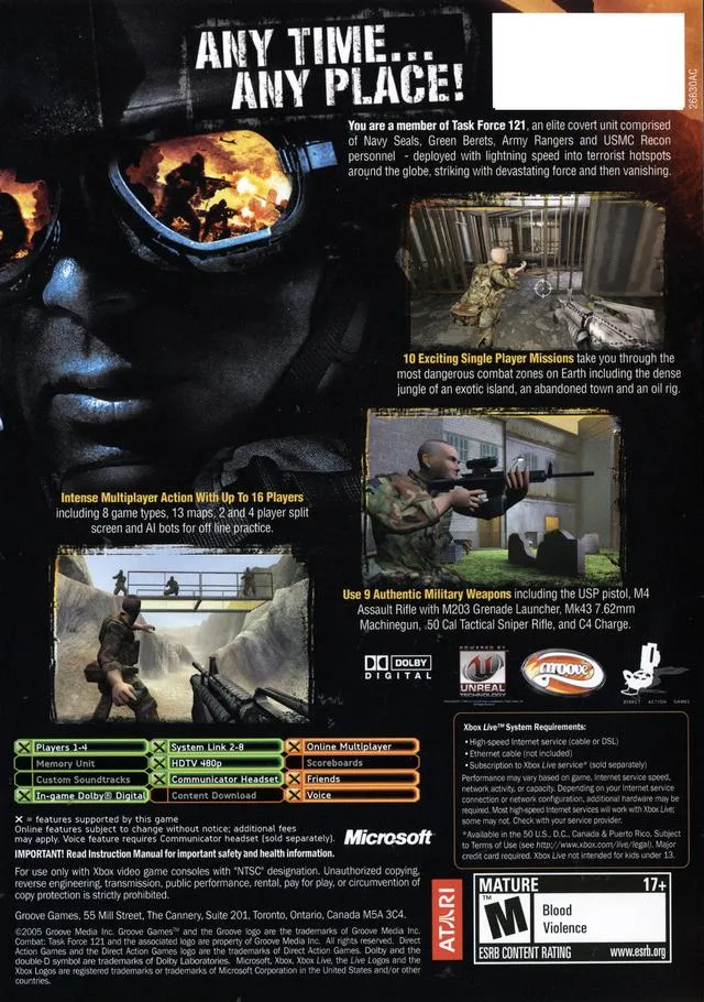 Combat: Task Force 121 box back