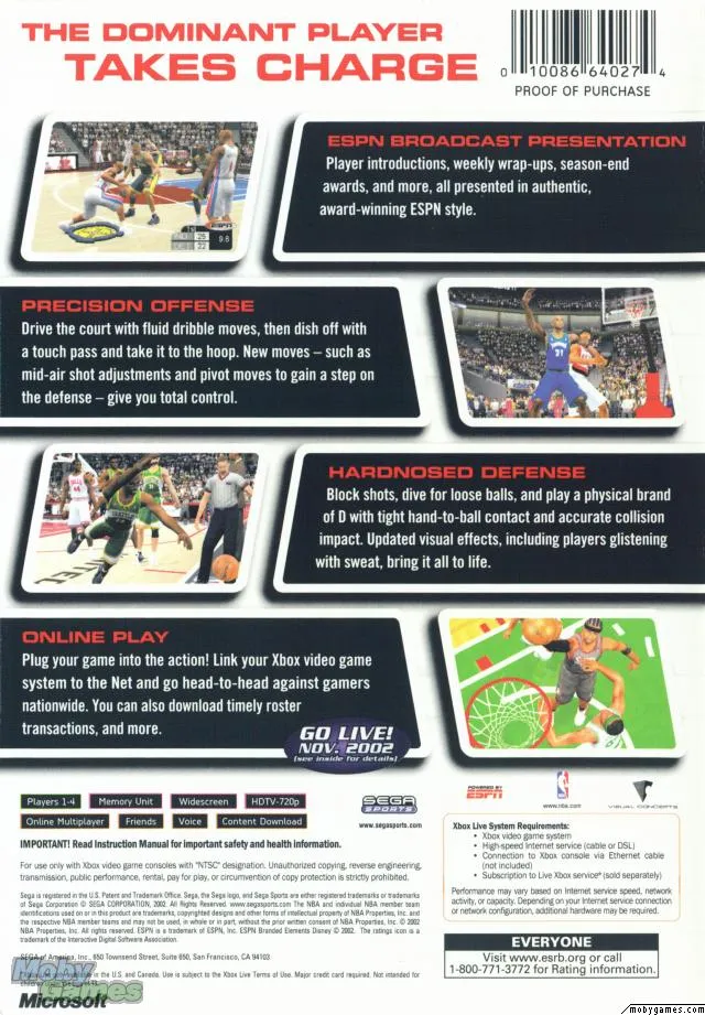 NBA 2K3 box back