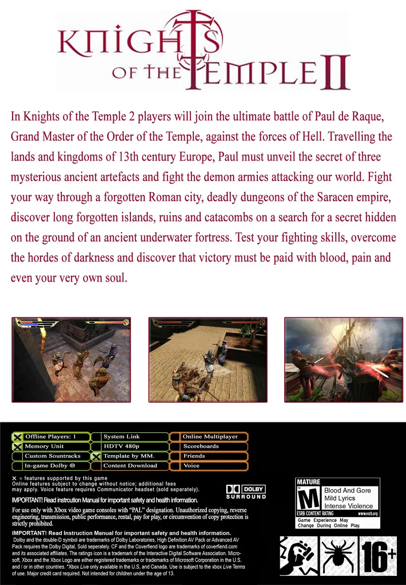 Knights of the Temple II box back