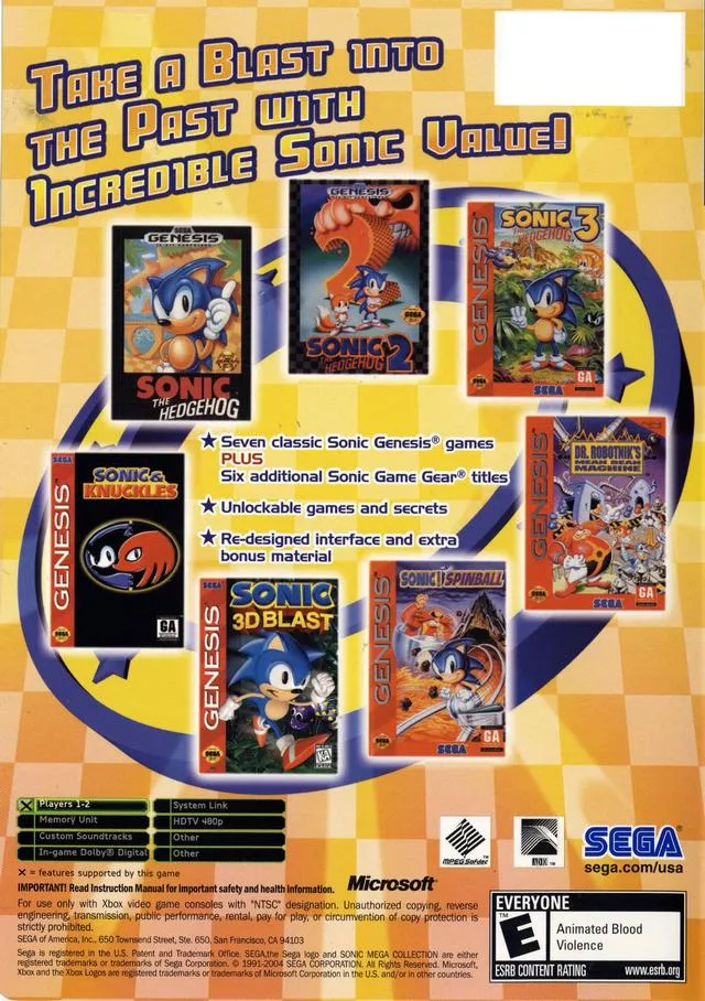 Sonic Mega Collection Plus box back