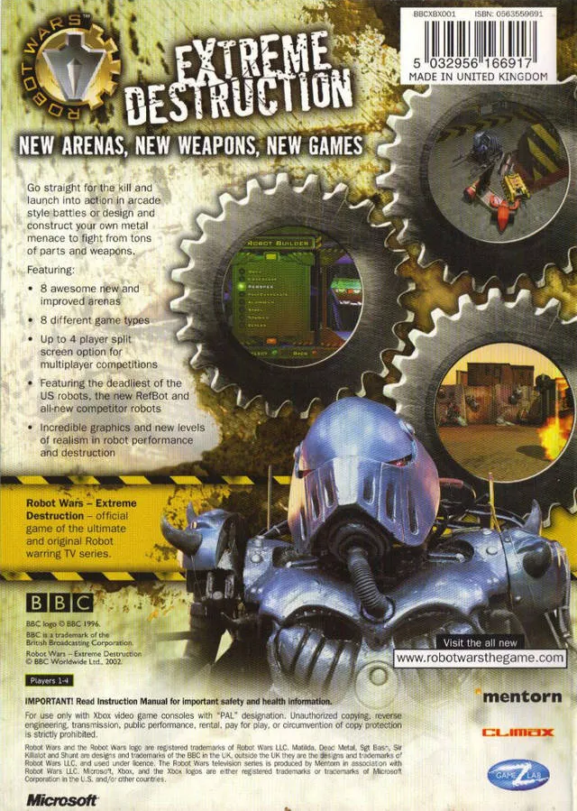 Robot Wars: Extreme Destruction box back