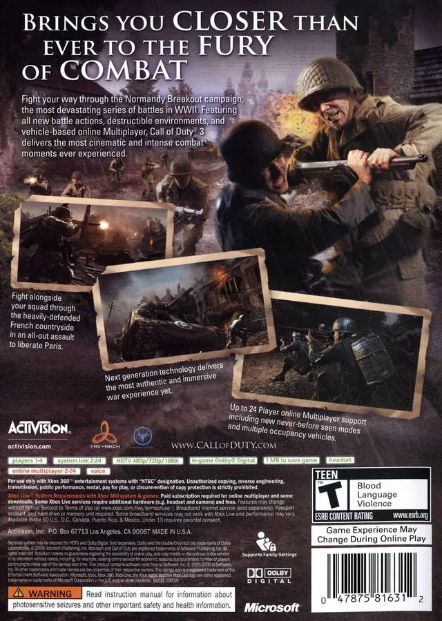 Call of Duty 3 box back