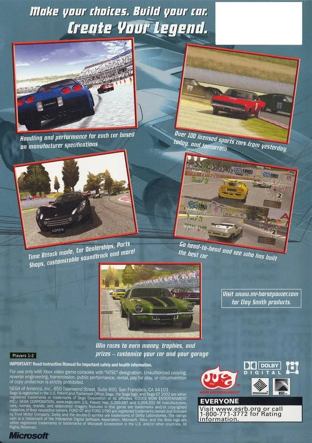 Sega GT 2002 box back