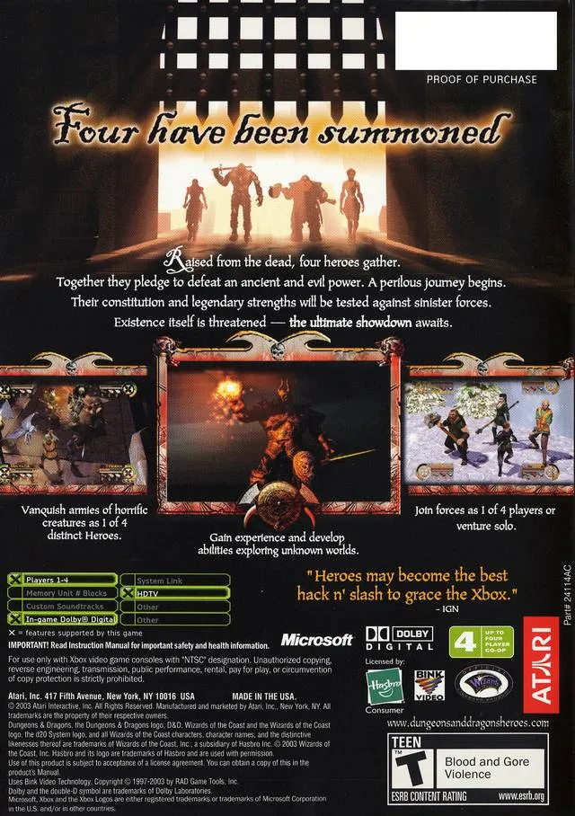 Dungeons & Dragons: Heroes box back