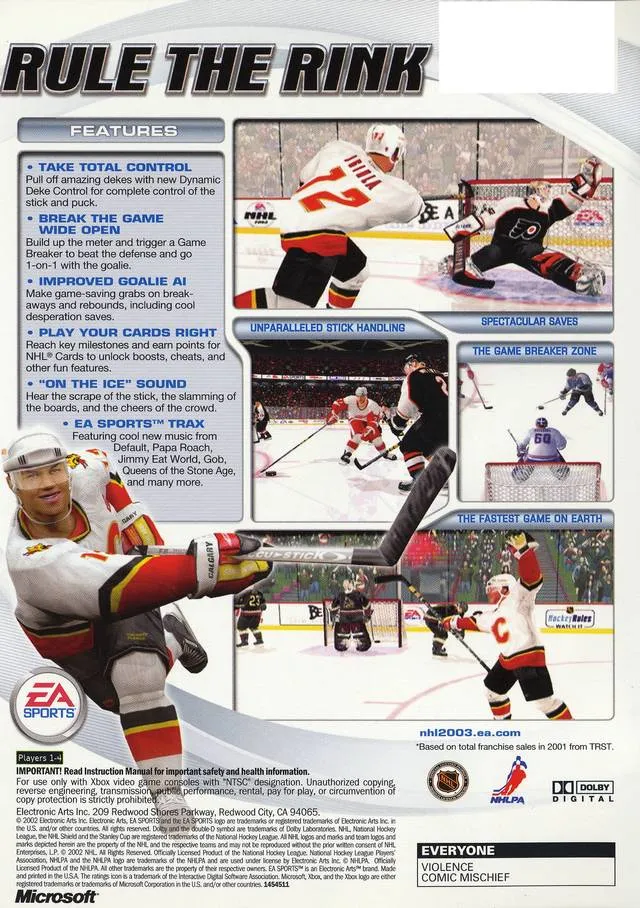 NHL 2003 box back