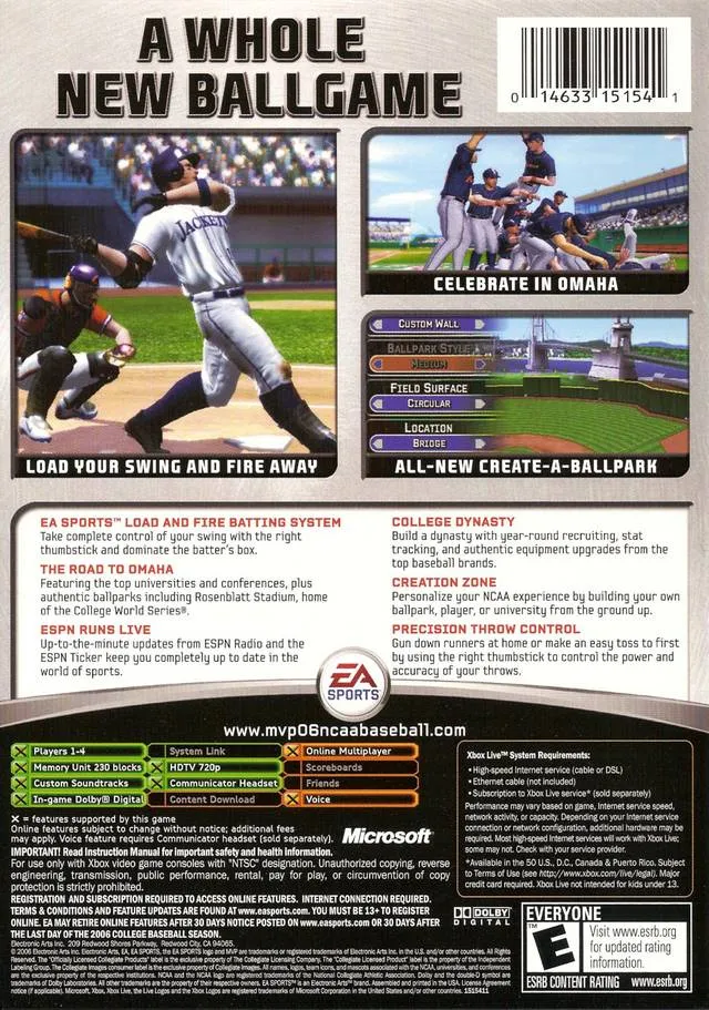 MVP 06 NCAA Baseball box back