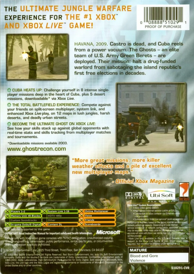 Tom Clancy's Ghost Recon: Island Thunder box back