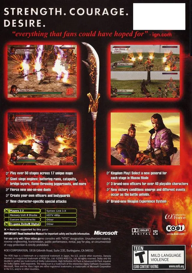 Dynasty Warriors 4 box back