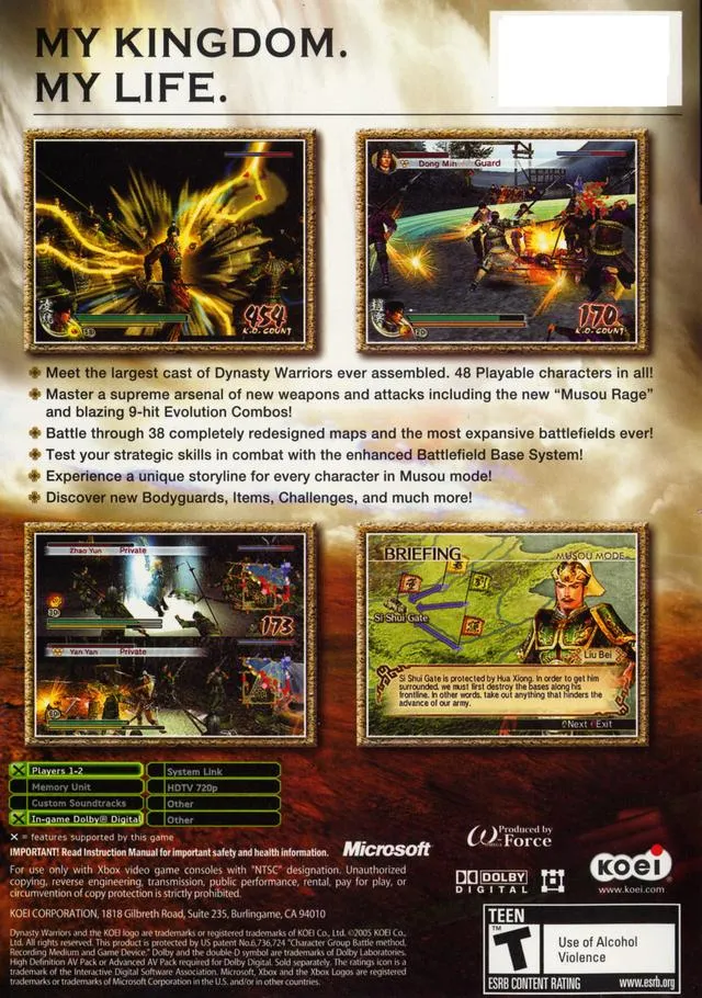 Dynasty Warriors 5 box back