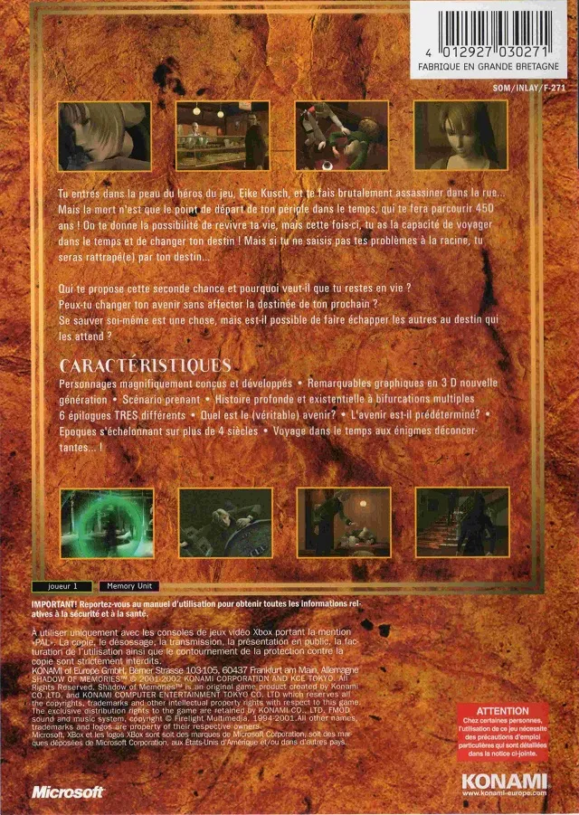 Shadow of Memories box back