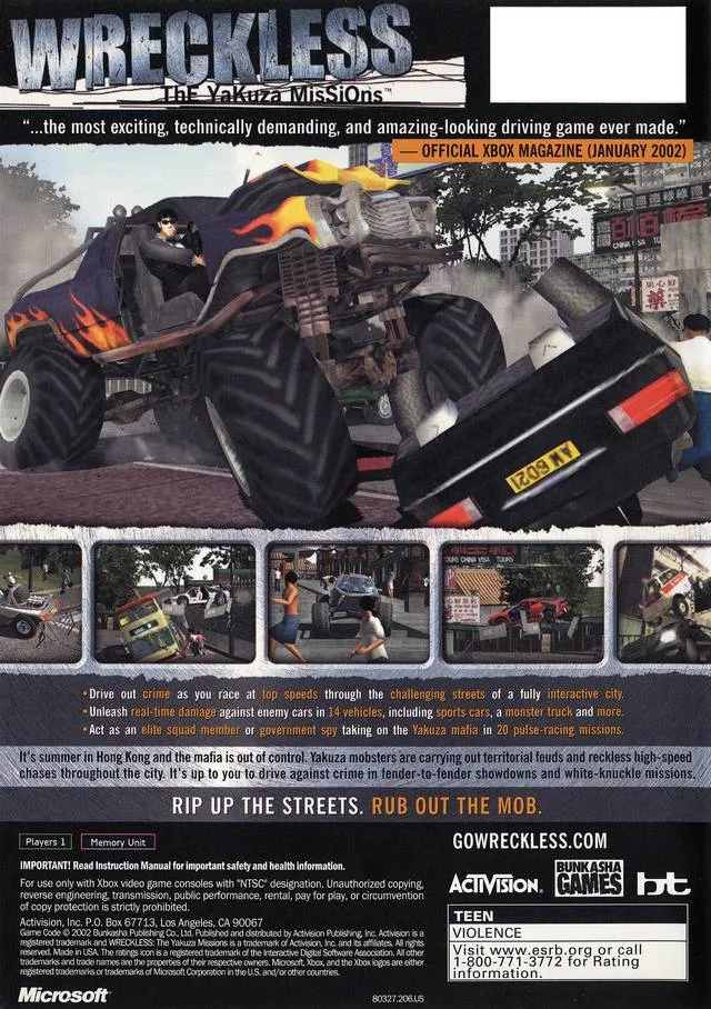 Wreckless: The Yakuza Missions box back