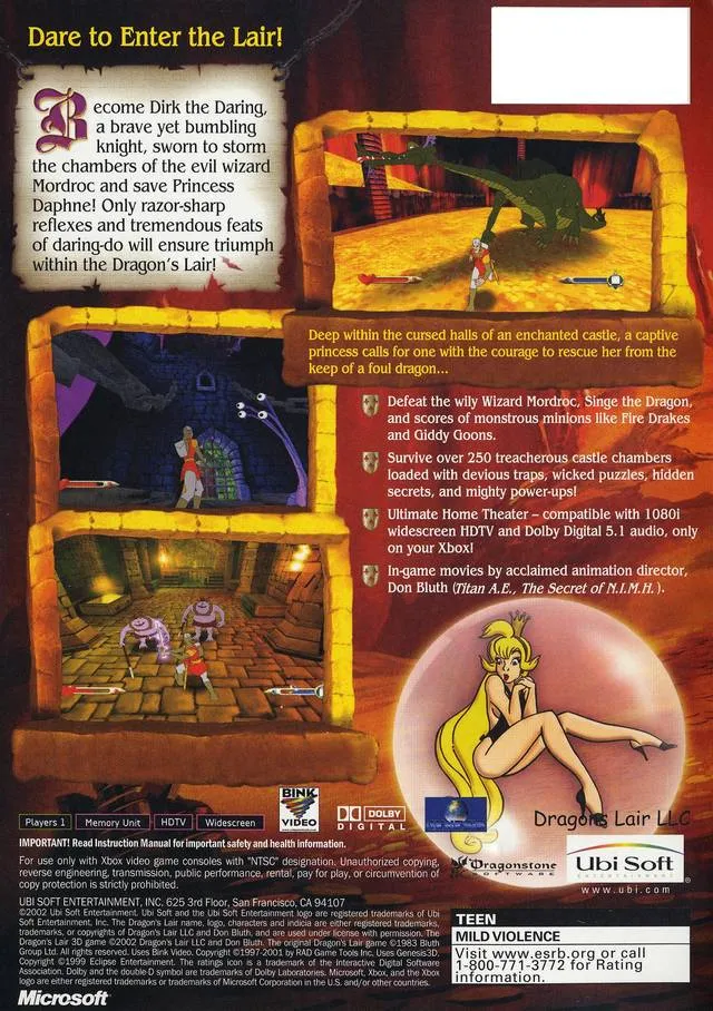 Dragon's Lair 3D: Return to the Lair box back