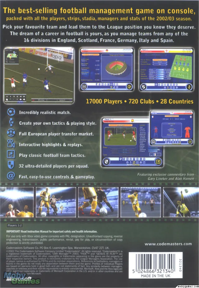 LMA Manager 2003 box back