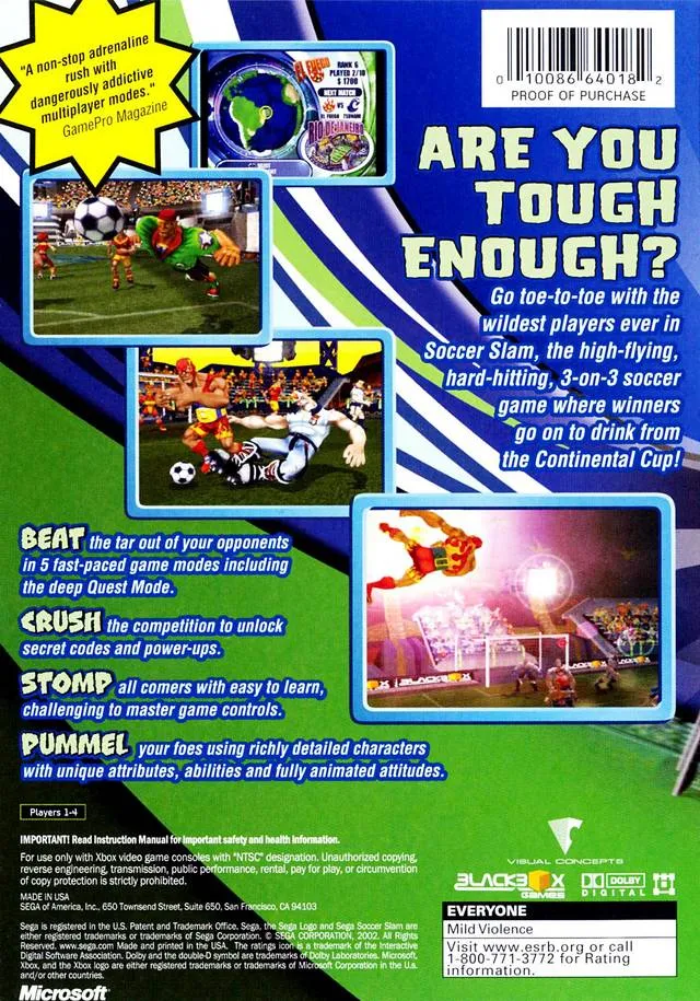 Sega Soccer Slam box back