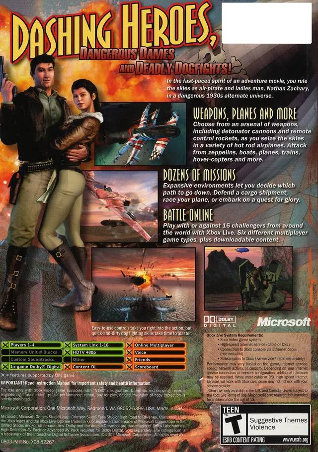 Crimson Skies: High Road To Revenge box back