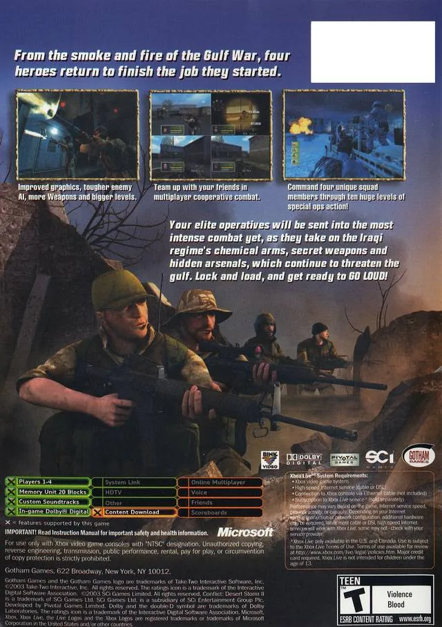 Conflict: Desert Storm II: Back to Baghdad box back