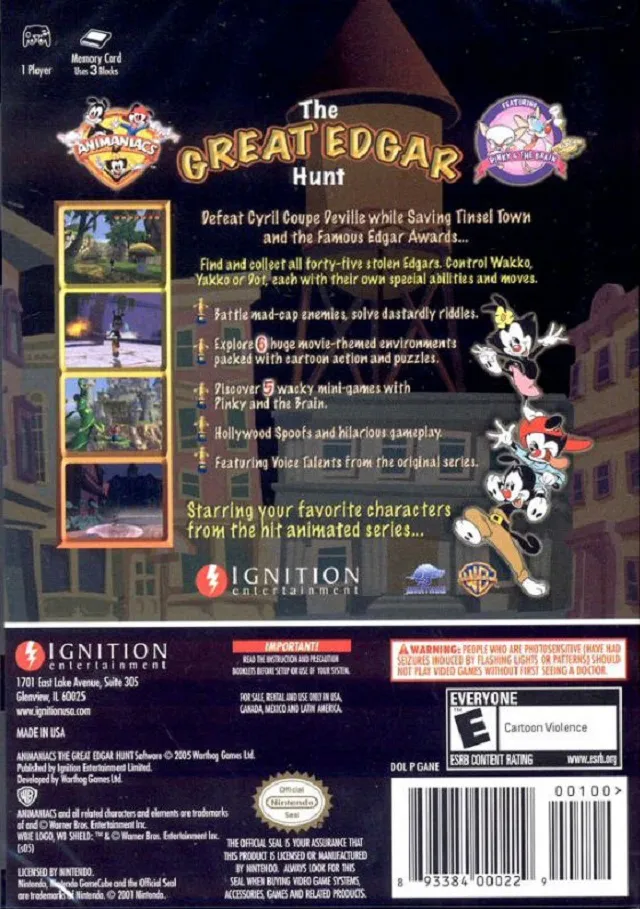 Animaniacs: The Great Edgar Hunt box back