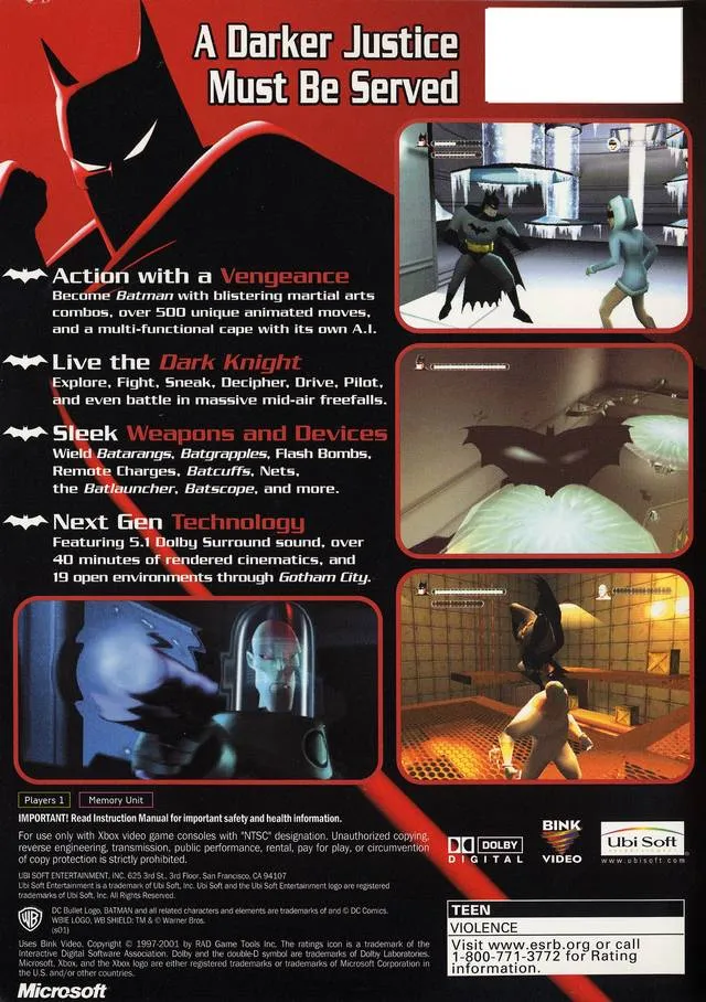 Batman Vengeance box back