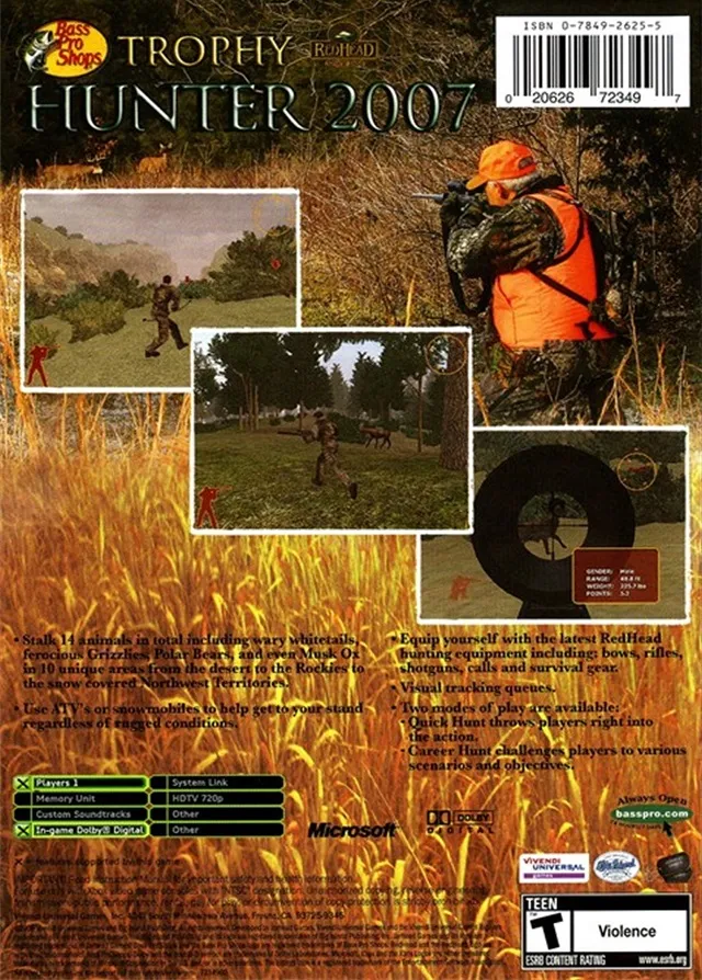 Bass Pro Shops: Trophy Hunter 2007 box back