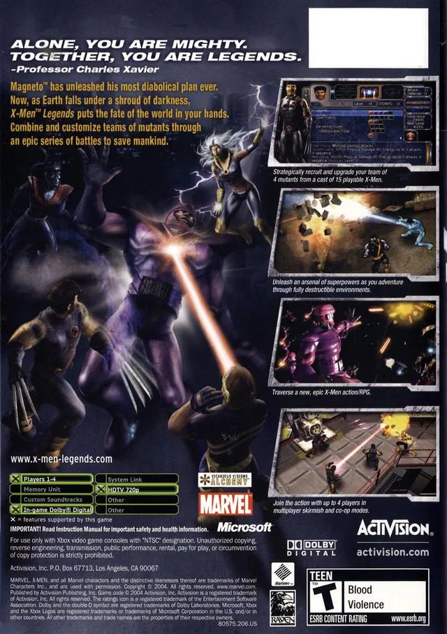 X-Men Legends box back