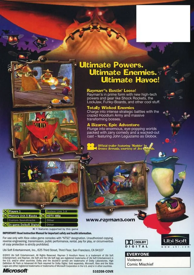 Rayman 3: Hoodlum Havoc box back