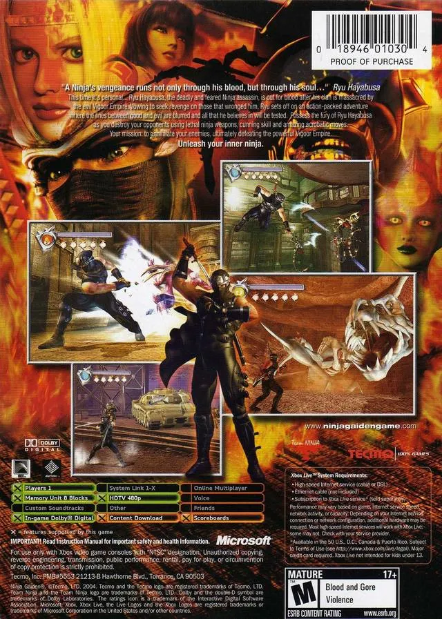 Ninja Gaiden box back