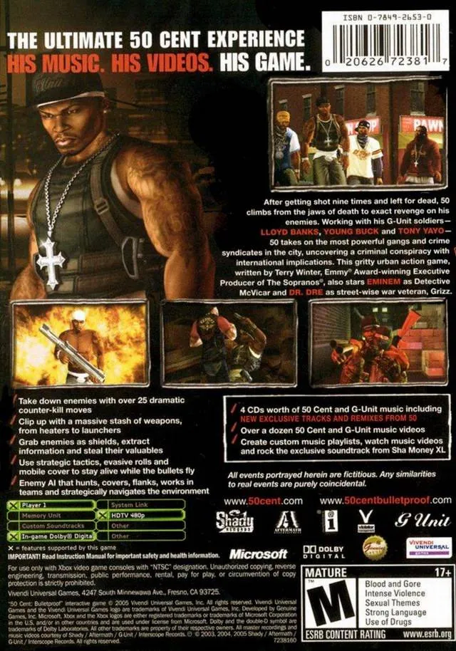 50 Cent: Bulletproof box back