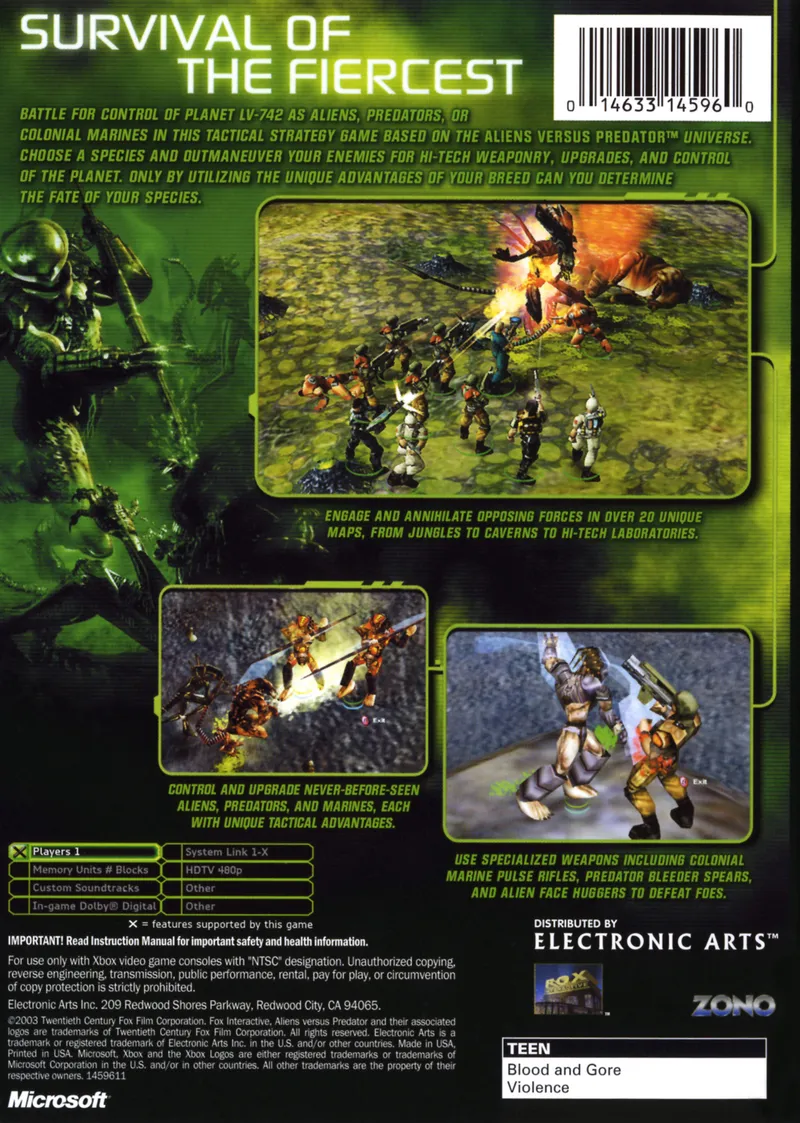 Aliens Versus Predator: Extinction box back