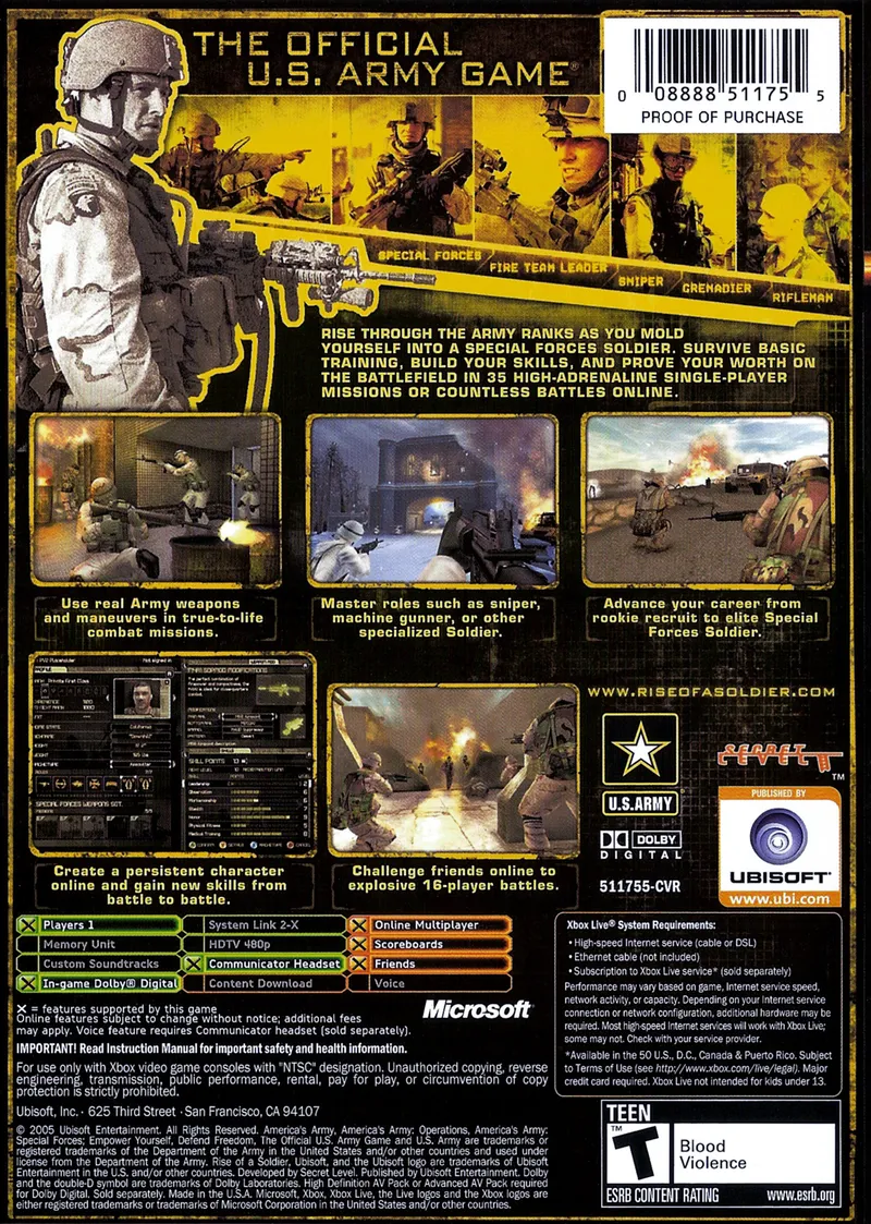 America's Army: Rise of a Soldier box back