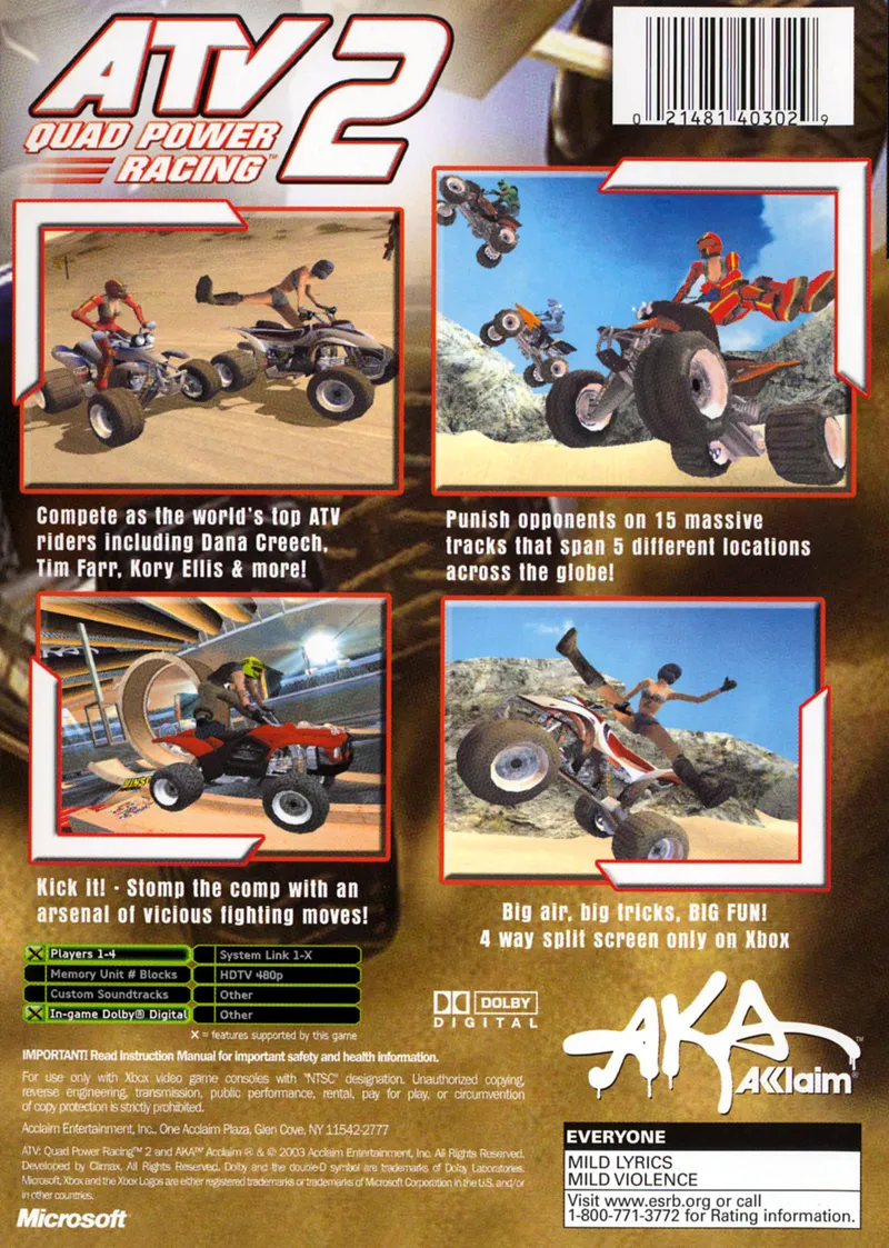 ATV: Quad Power Racing 2 box back
