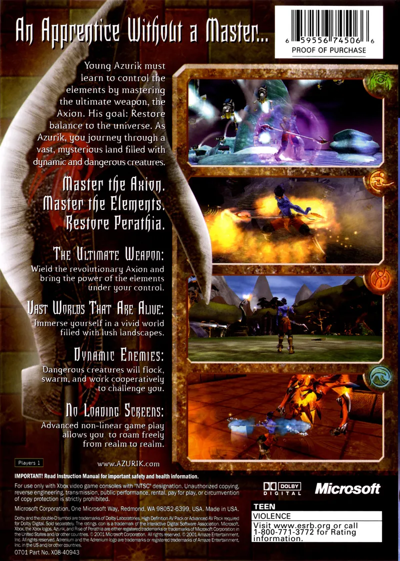 Azurik: Rise of Perathia box back