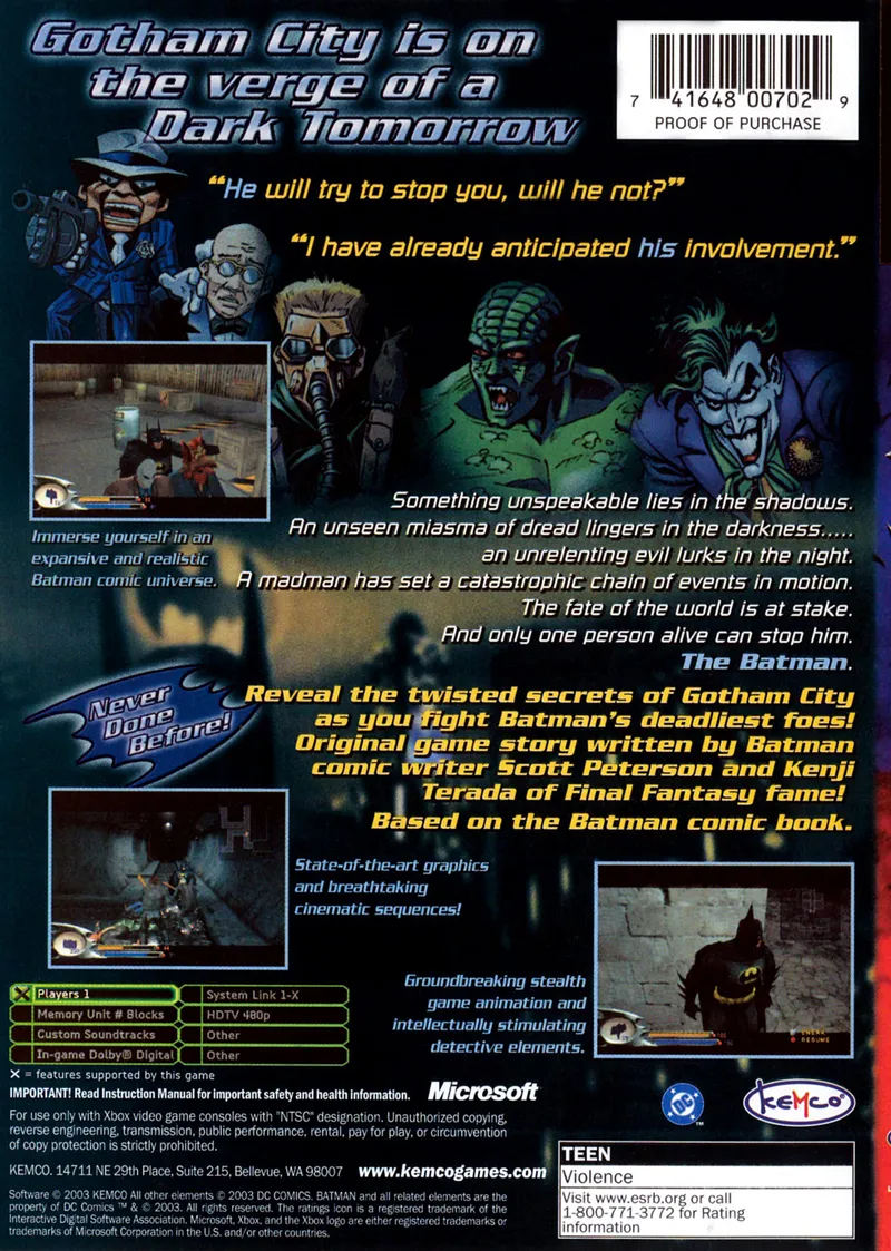 Batman: Dark Tomorrow box back