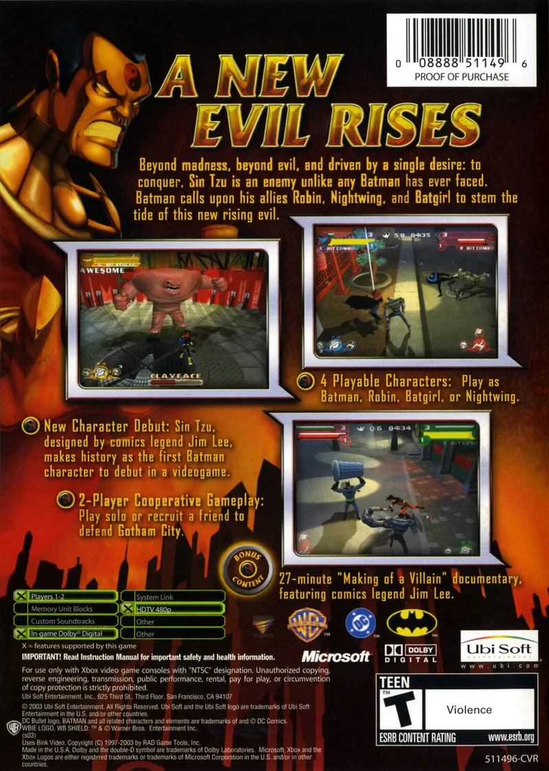 Batman: Rise of Sin Tzu box back