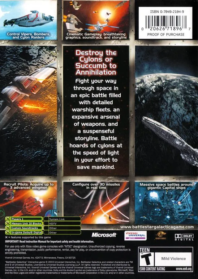 Battlestar Galactica box back