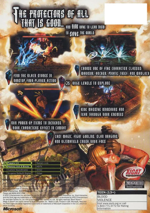Black Stone: Magic & Steel box back