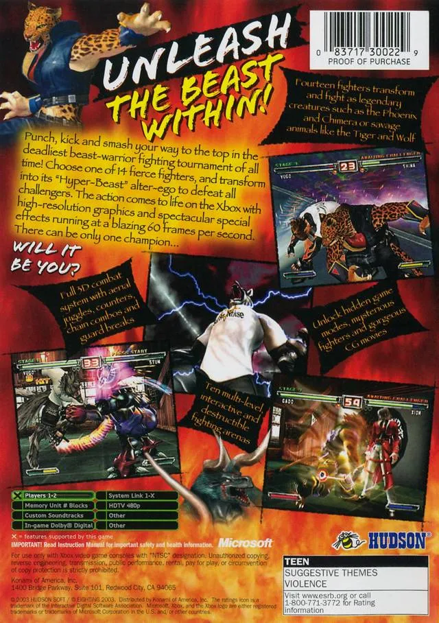 Bloody Roar: Extreme box back