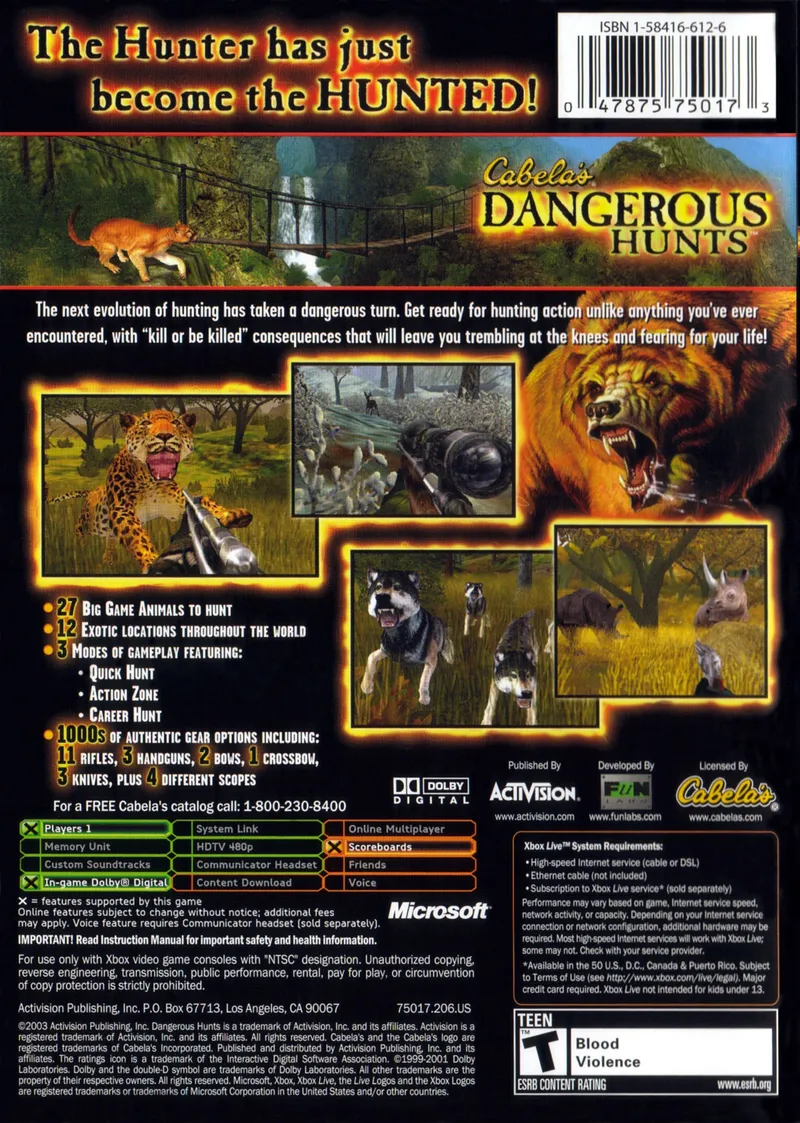 Cabela's Dangerous Hunts box back