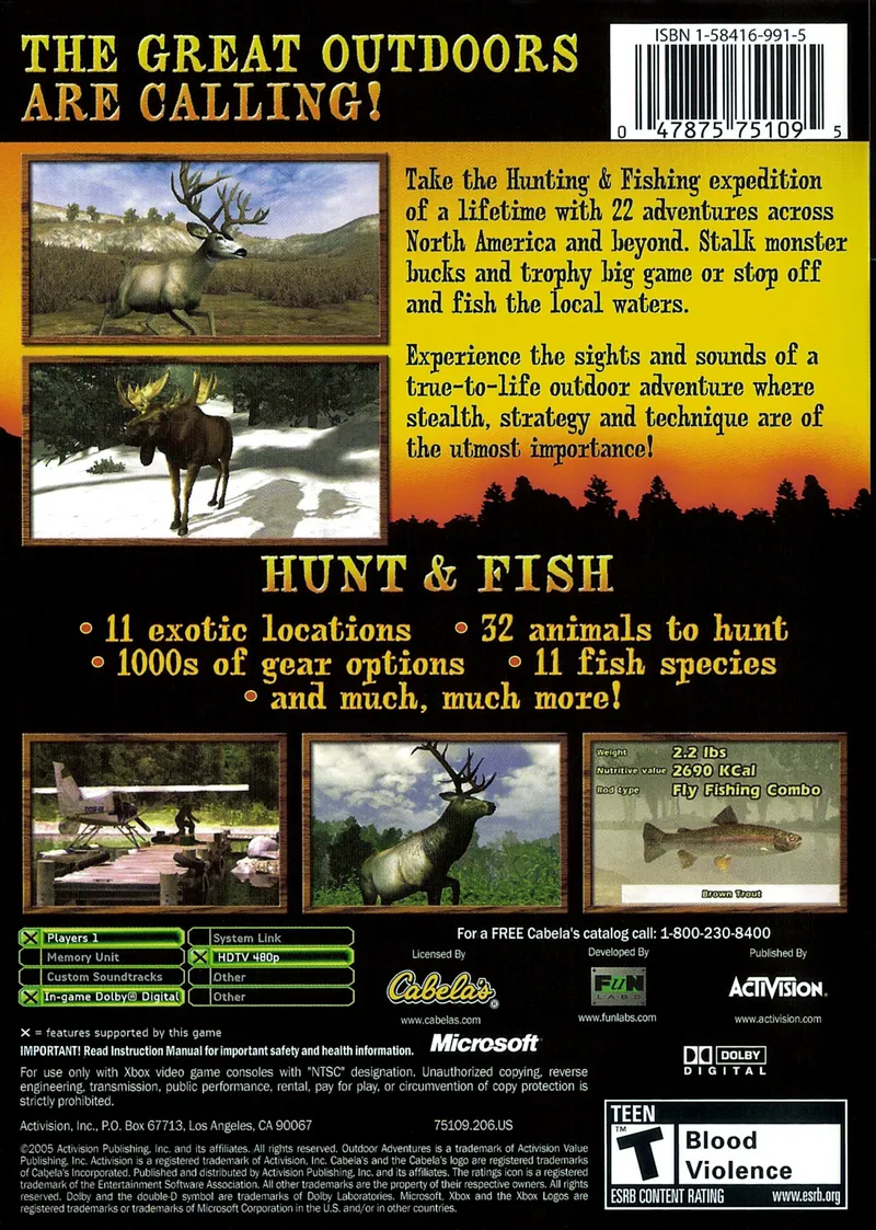 Cabela's Outdoor Adventures box back