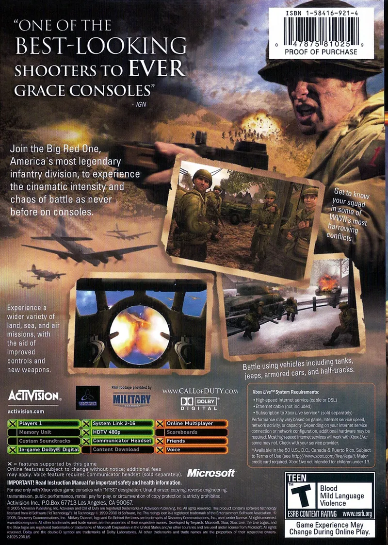 Call of Duty 2: Big Red One box back